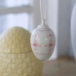 Dekor>PORSGRUNDS PORSELÆNSFABRIK Porselenegg Stråmønster 4,5cm Rosa