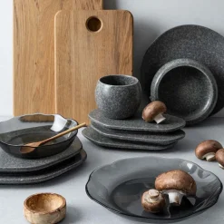 Asjetter>PORSGRUNDS PORSELÆNSFABRIK Porsgrunds Porselænsfabrik Natur Organisk Asjett 19,5cm Mørk Granitt