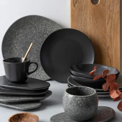 Asjetter>PORSGRUNDS PORSELÆNSFABRIK Porsgrunds Porselænsfabrik Natur Organisk Asjett 19,5cm Mørk Granitt