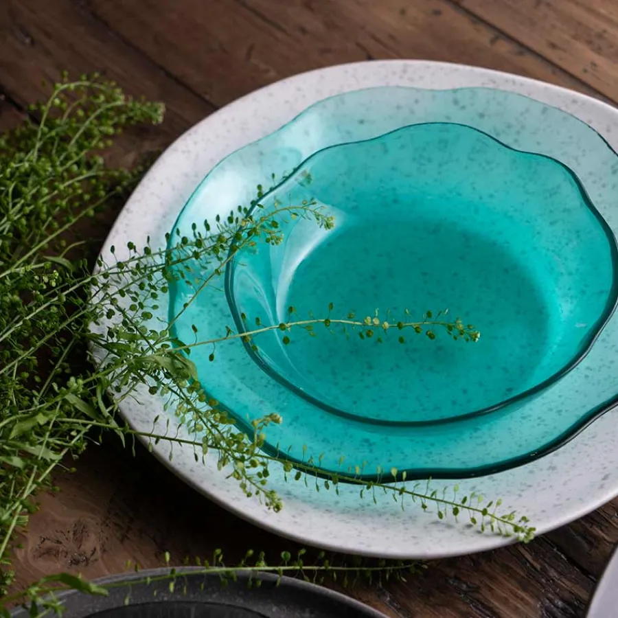Asjetter>PORSGRUNDS PORSELÆNSFABRIK Porsgrunds Porselænsfabrik Natur Asjett 22cm Turkis Glass 4pk
