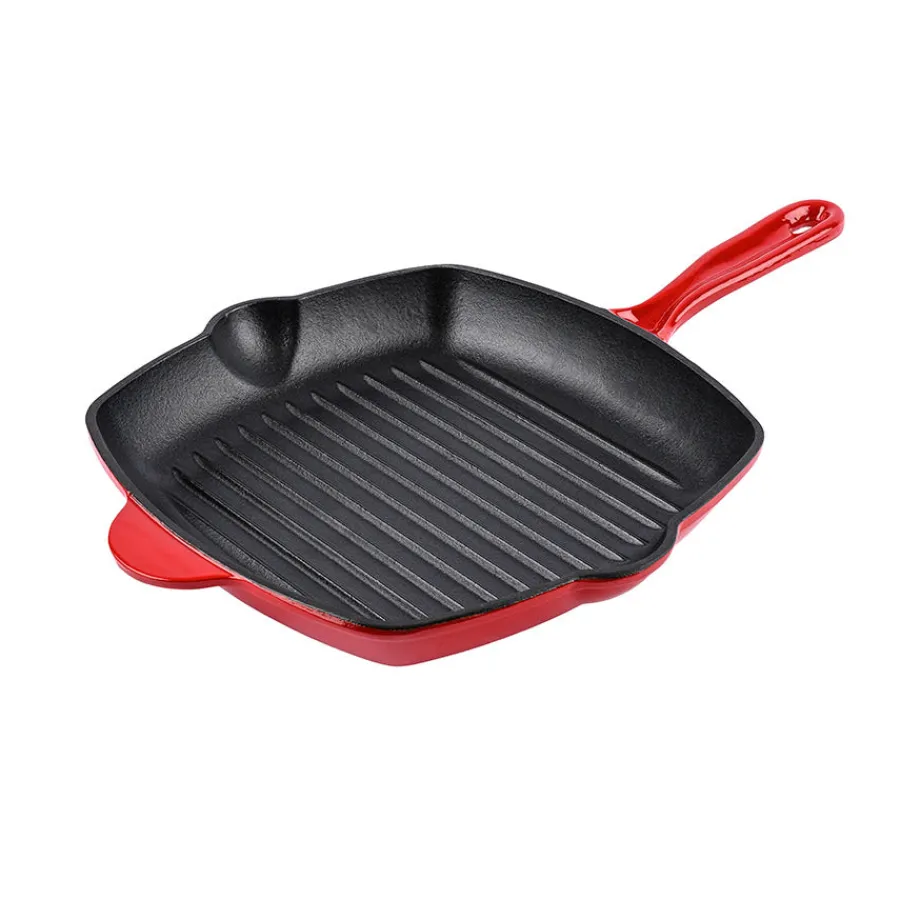 Støpejern>CHRISTIANIA 1739 Rød grillpanne i støpejern