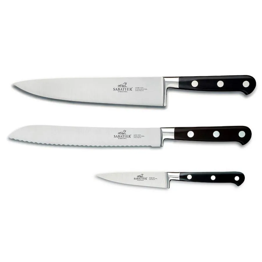 Kniver>SABATIER Licorne Knivsett 3 Kniver Stål/Svart