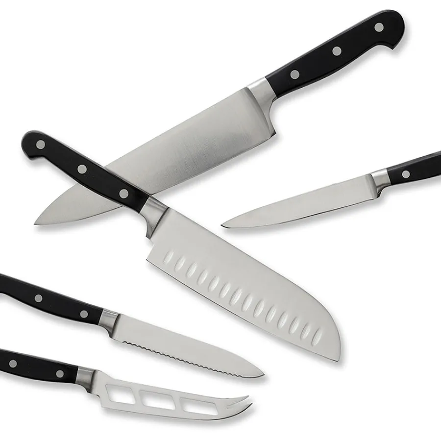 Kniver>SABATIER 2 Lions Lion Knivsett 5 Deler Stål/Sort m/Gaveeske