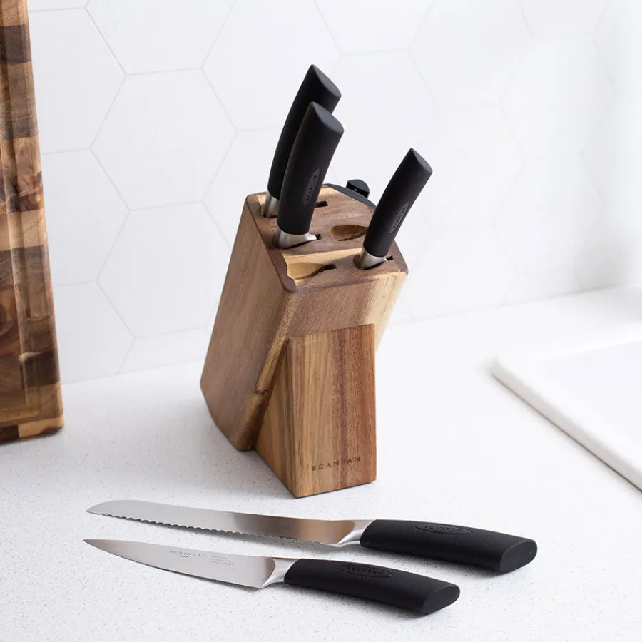 Kniver>SCANPAN Sax Knivblokk Med Knivsliper & Knivsett 5 Deler