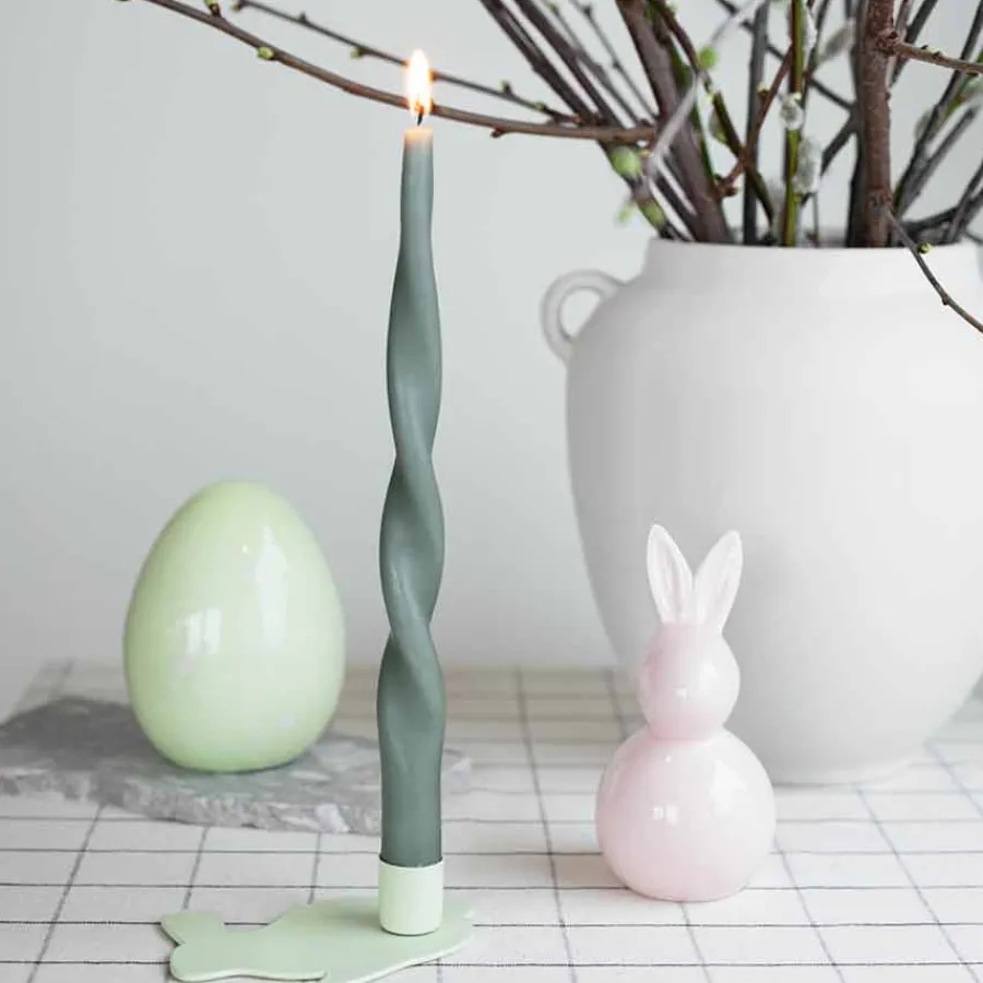 Lys>SEASONS Easter Collection Lysestake Hare 12,5cm Grønn