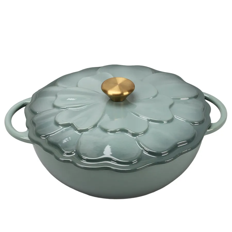 Støpejern>SEASONS Fall Collection Støpejernsgryte 26cm 3L Lokk Blomst Grønn