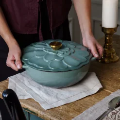 Støpejern>SEASONS Fall Collection Støpejernsgryte 26cm 3L Lokk Blomst Grønn