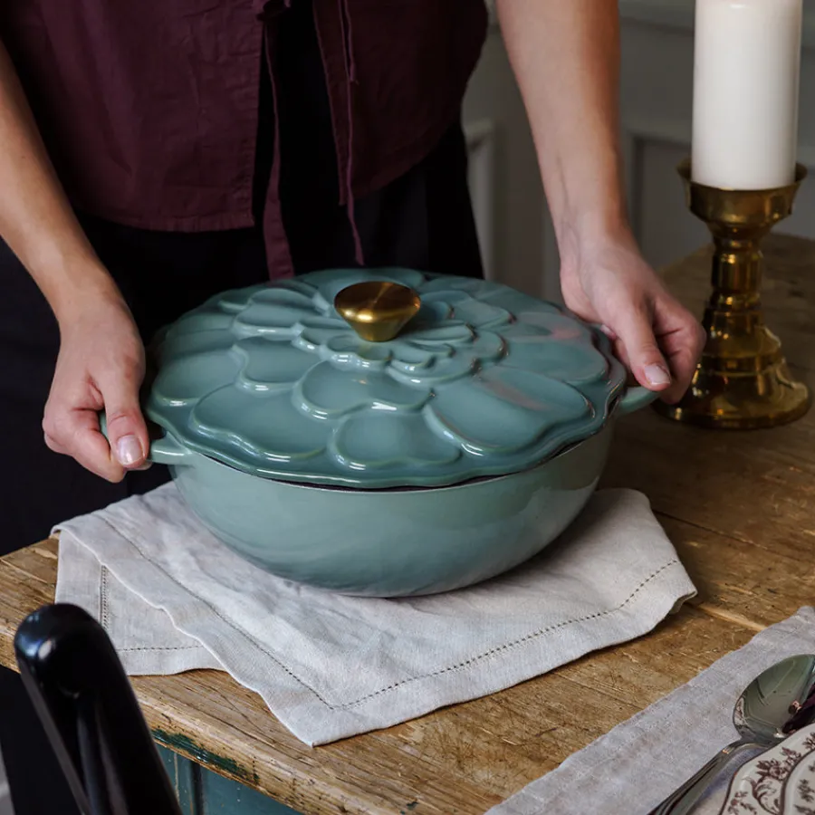 Støpejern>SEASONS Fall Collection Støpejernsgryte 26cm 3L Lokk Blomst Grønn