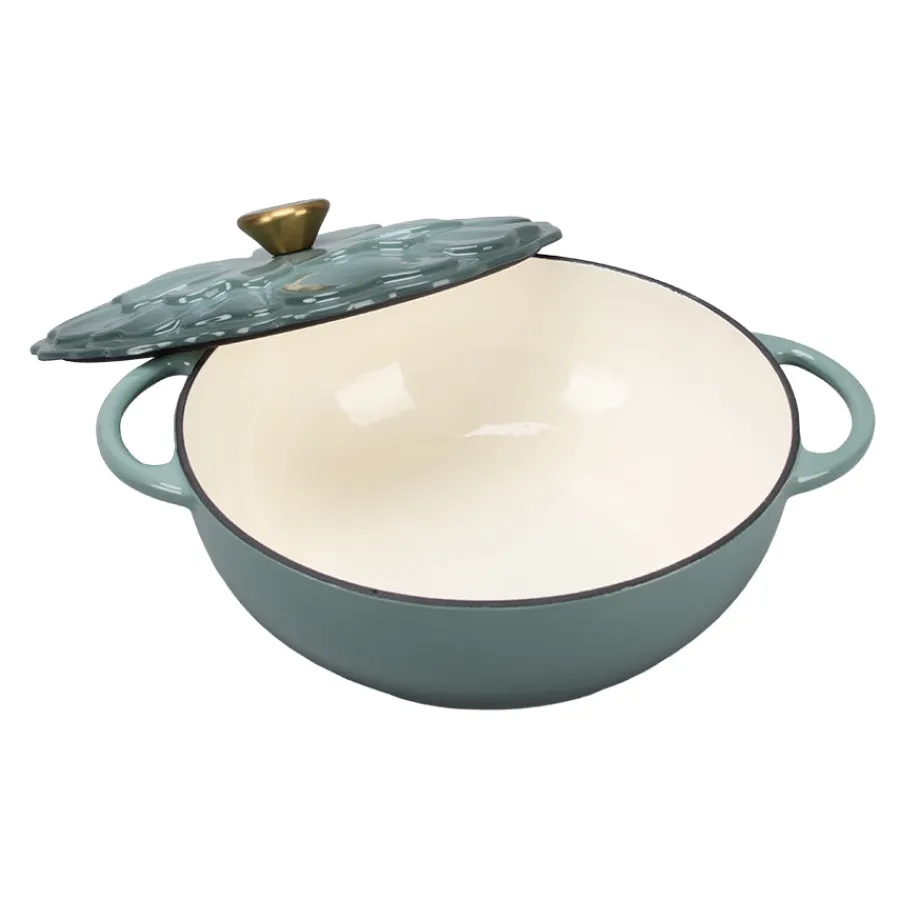 Støpejern>SEASONS Fall Collection Støpejernsgryte 26cm 3L Lokk Blomst Grønn