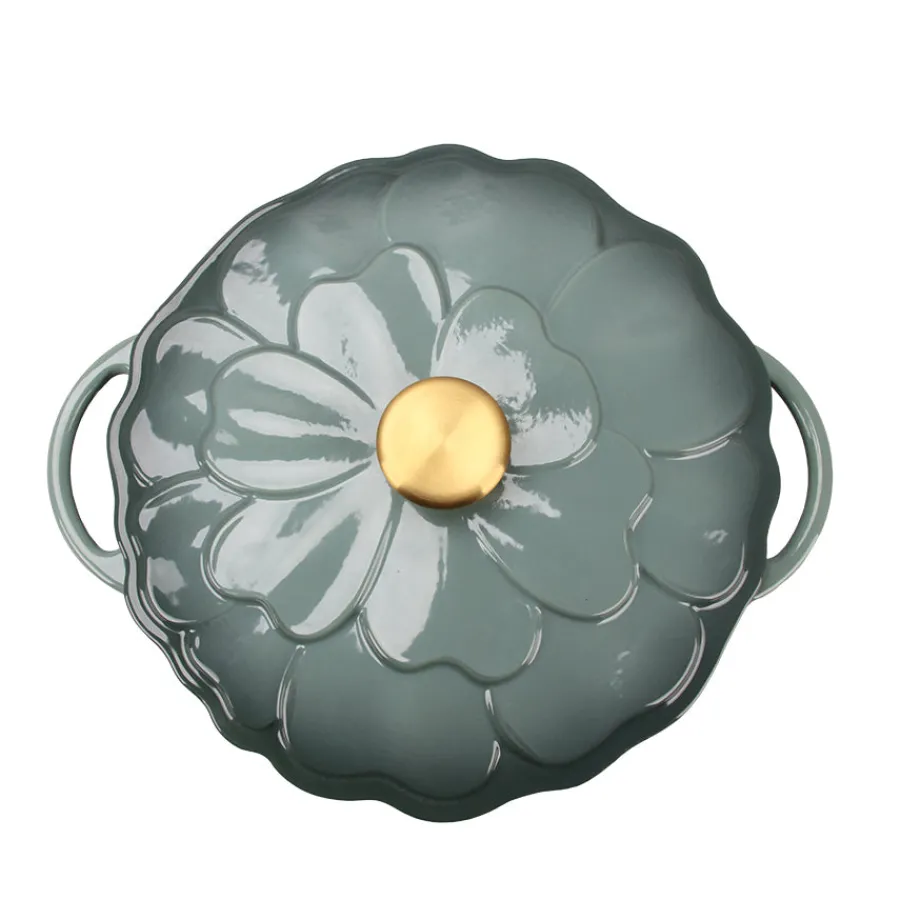 Støpejern>SEASONS Fall Collection Støpejernsgryte 26cm 3L Lokk Blomst Grønn