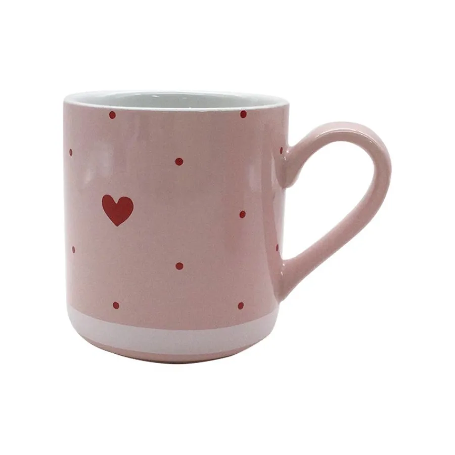 Krus|Kopper>SEASONS Love Collection Krus m/ Hjerte & Prikker 42cl Rosa