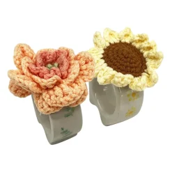 Dekor>SEASONS Summer Collection Serviettring Porselen m/Heklet Blomst 2pk Gu