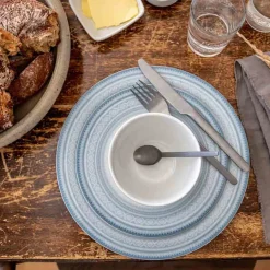 Asjetter>PORSGRUNDS PORSELÆNSFABRIK TALLERKEN FLAT 22 CM BLÅ - 4PK