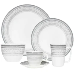 Asjetter>PORSGRUNDS PORSELÆNSFABRIK TALLERKEN FLAT 22 CM GRÅ - 4PK