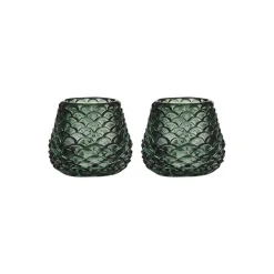 Lys>CHRISTIANIA 1739 Telysholder Furu Glass 6,5cm Grønn 2pk